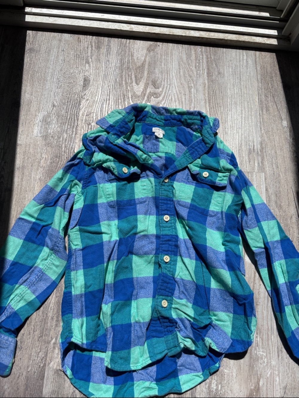 Crewcuts Girls’ Plaid Button-Down Shirt in Blue & Teal